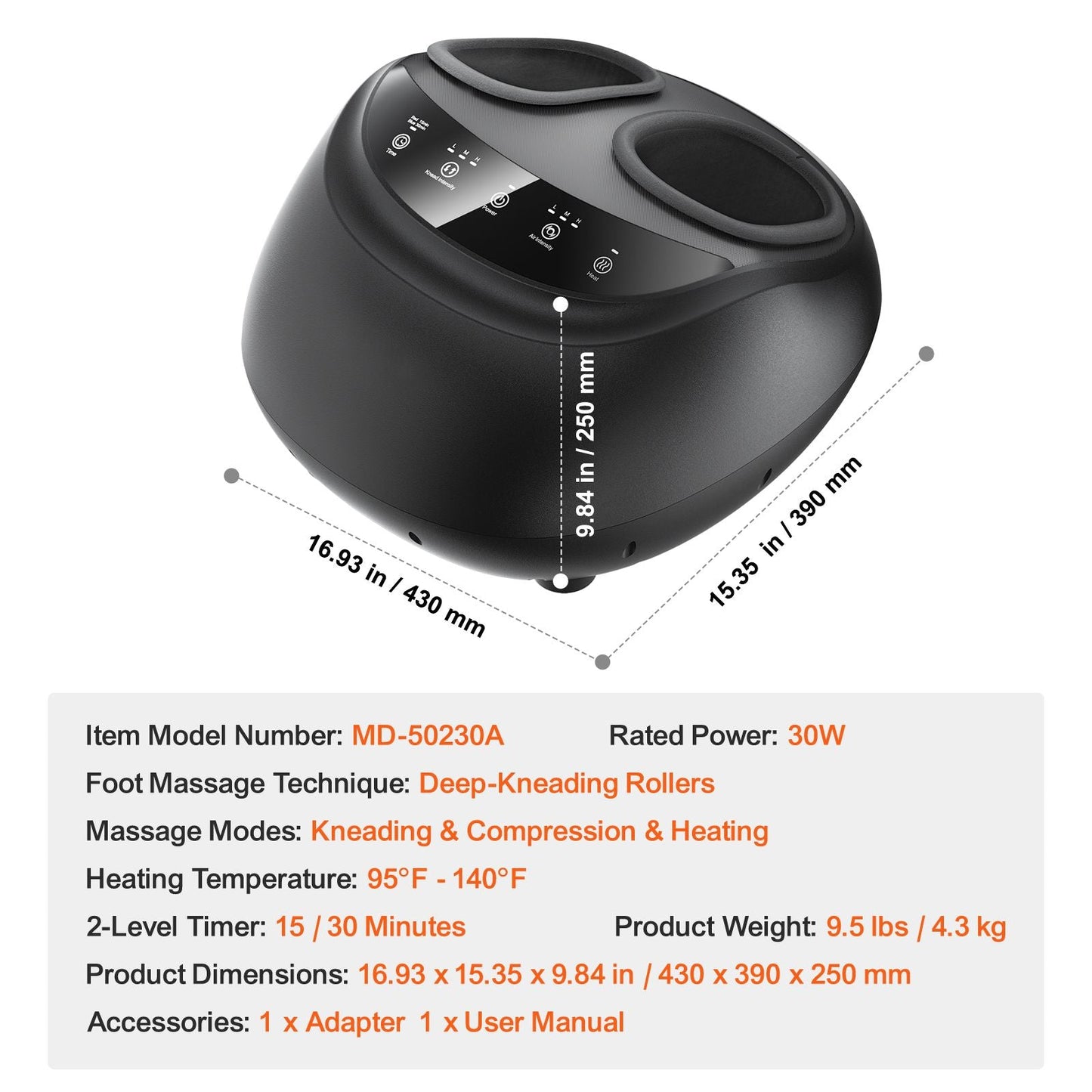 Foot Massager Machine with Heat, Deep-Kneading, Compression, and Shiatsu for Plantar Fasciitis, Neuropathy, Gifts for Men, Women - Fits up to Men Size 12 New Era Fashion LLc