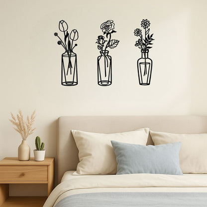 CIFbuy™ Metal Flower Wall Decorations Set of 3 Simple Iron Vase-Inspired Wall Art Ideal for Kitchens Bathrooms Living Rooms Bedrooms Studies Doors Por(TikTok/temu self-pickup orders) New Era Fashion LLc