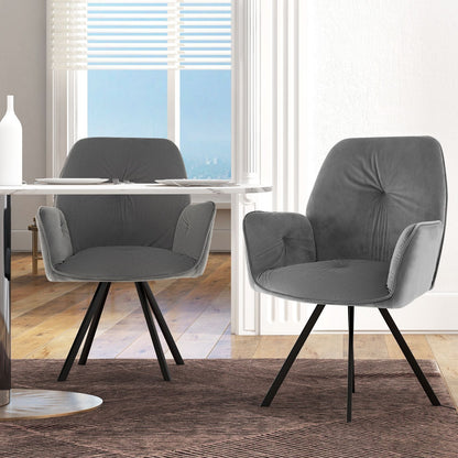 Set of 2 Swivel Accent Arm Chairs with Metal Legs and Wide Back New Era Fashion LLc