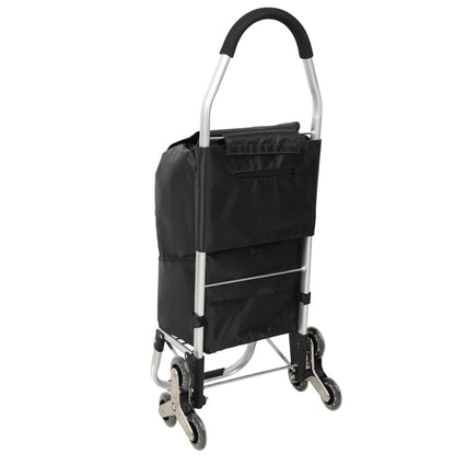 2 in 1 Shopping Stair Trolley with Wheels,Trolley Black Foldable Shopping Cart,Removable Shopping Oxford Waterproof Bag,Stainless Steel Triangular Wheels, Black New Era Fashion LLc