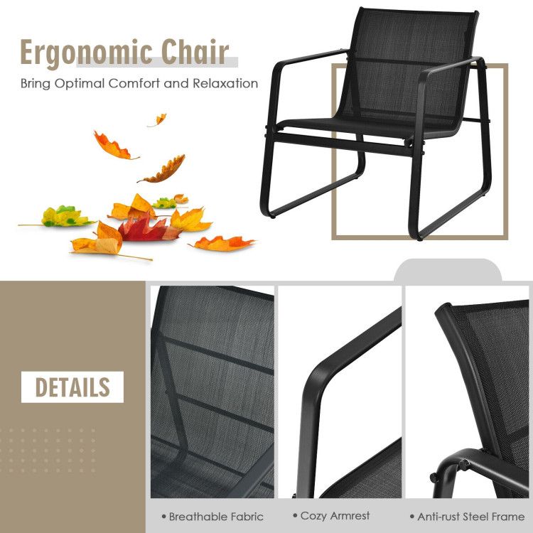 3 Pieces Patio Bistro Furniture Set with Glass Top Table Garden Deck New Era Fashion LLc
