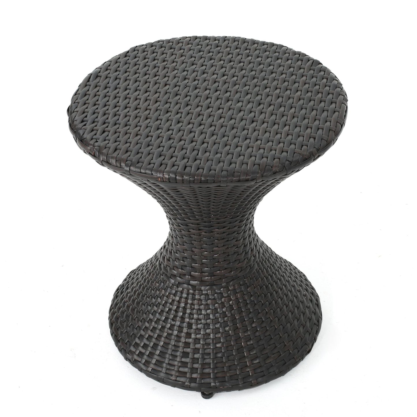 Outdoor 16-inch Multi-brown Wicker Hourgla Side Table New Era Fashion LLc