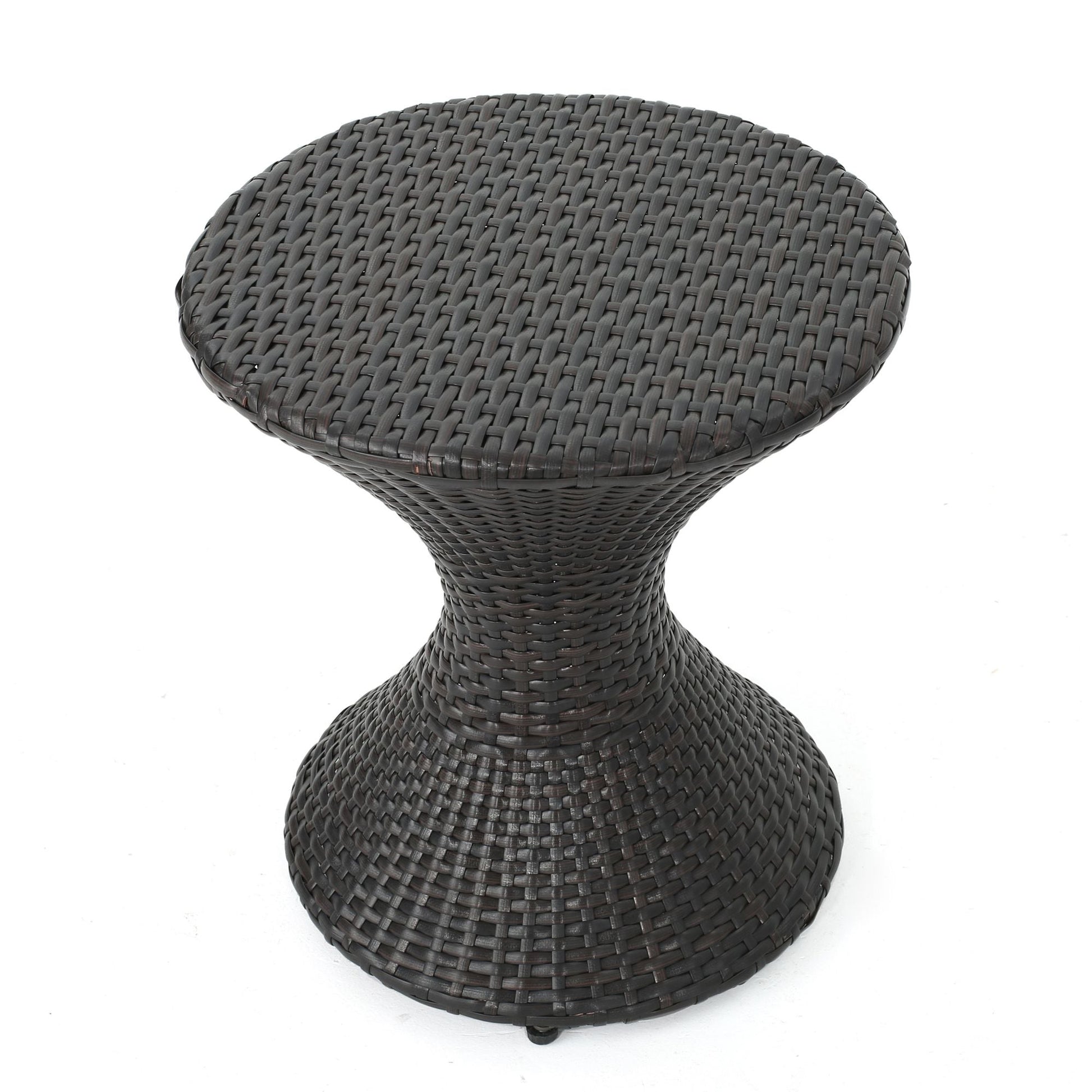 Outdoor 16-inch Multi-brown Wicker Hourgla Side Table New Era Fashion LLc