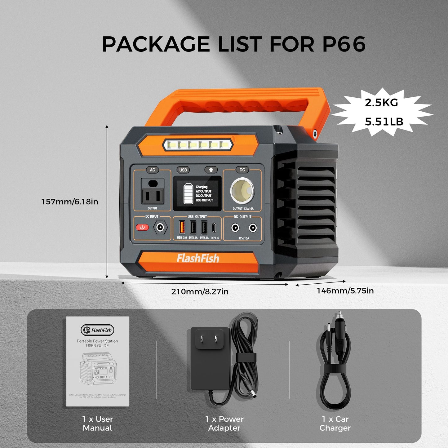 300W Portable Power Station, 230.88Wh /62400mAh Solar Generator, Regulated DC Output Backup Battery with AC Outlet, LED Light Power Station for CPAP Camping New Era Fashion LLc