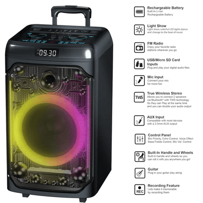 IQ Sound CYBER FLEX12 12-Inch Portable Bluetooth Party Speaker New Era Fashion LLc
