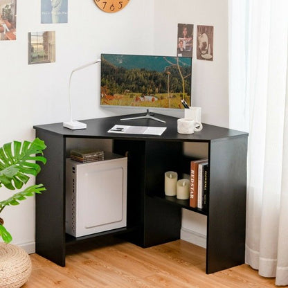 Corner Computer Desk Triangle Writing Workstation with Storage Shelf New Era Fashion LLc