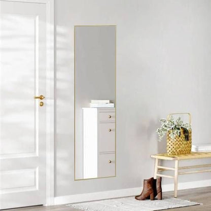 Floor Standing Mirror, Wall Mirror with Stand Aluminum Alloy Thin Frame,21''*64'',Black-rect New Era Fashion LLc