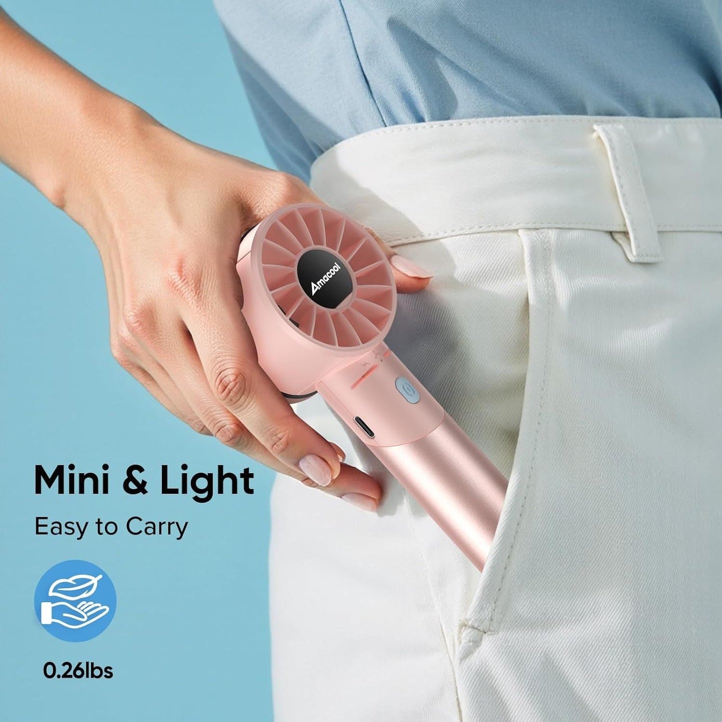 Portable Handheld Turbo Fan, Mothers Day Gifts for Mom Her Women Girl, Cool Metal Body, Rechargeable Battery Personal Fan, Mini Pocket Fans for Camping Outdoor Travel Cruise Makeup Essentials New Era Fashion LLc