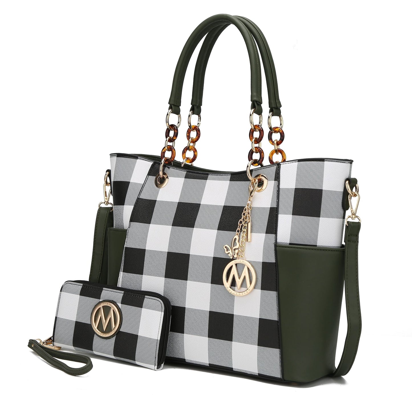 MKF Collection Bonita Checker Tote Handbag & Wallet Set Women by Mia K New Era Fashion LLc