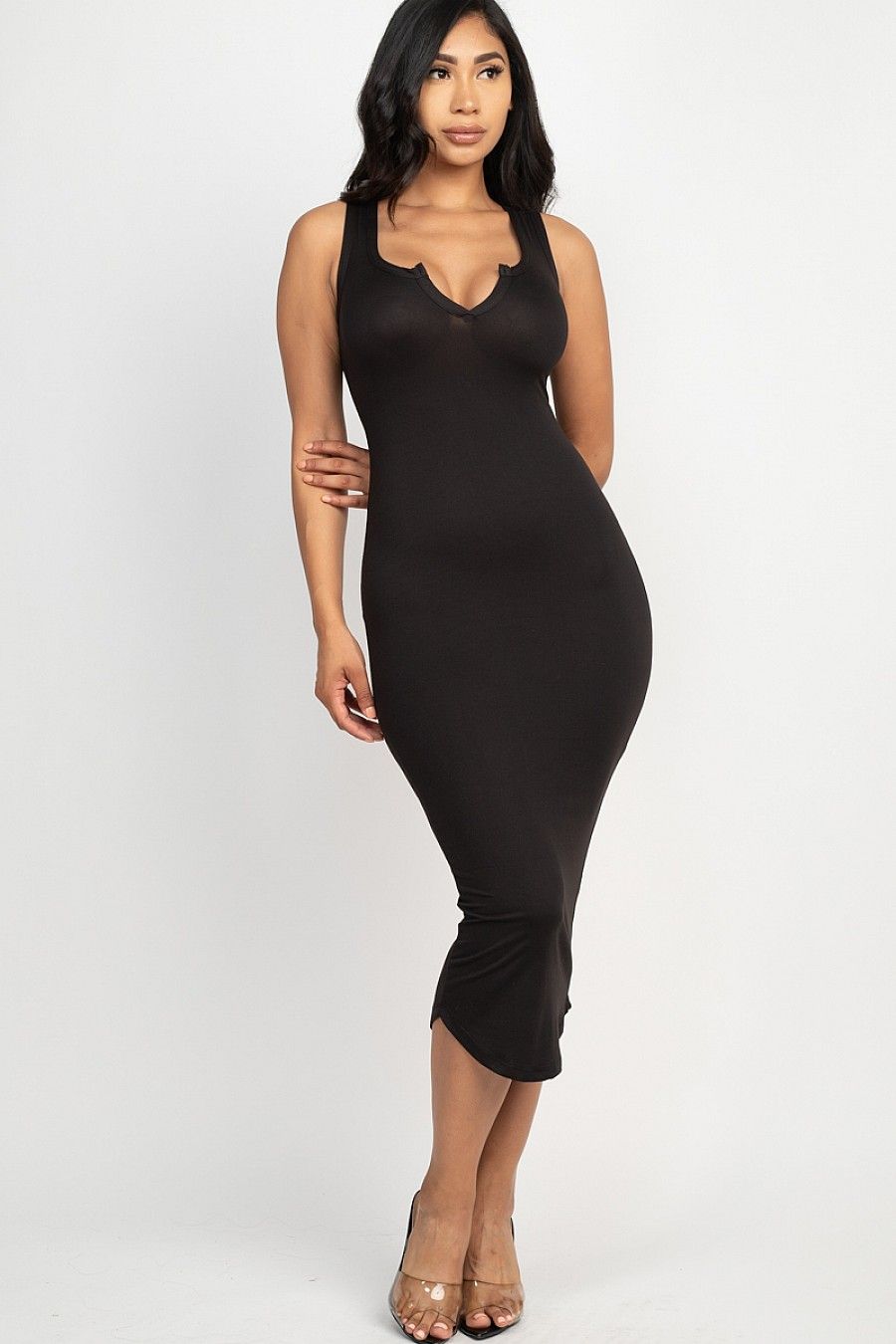 Chic Women's Split Neck Tank Dress for Effortless Style and Comfort New Era Fashion LLc