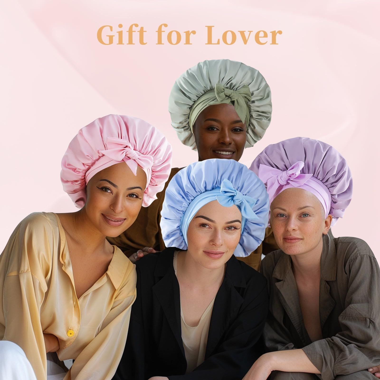 Silk Bonnet for Sleeping Women, Satin Hair Bonnet for Sleeping for Wavy Curly Natural Hair Women Men - Rose Red New Era Fashion LLc