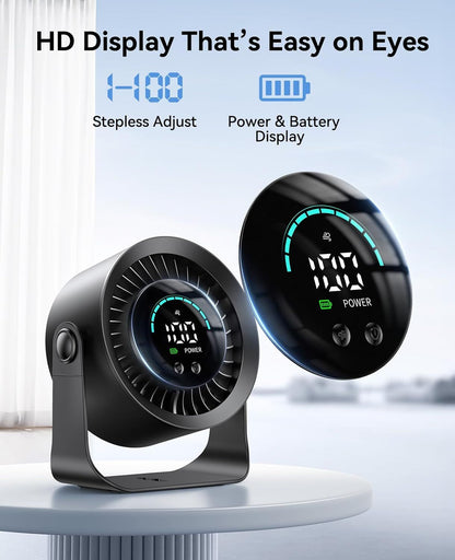 Rechargeable USB Desk Fan for Bedroom, 100 Speeds, 360° Rotation, Wall Mounted Design Small Portable Table Fan with LED Display, Quiet Personal Desktop Cooling Fans for Home Office New Era Fashion LLc