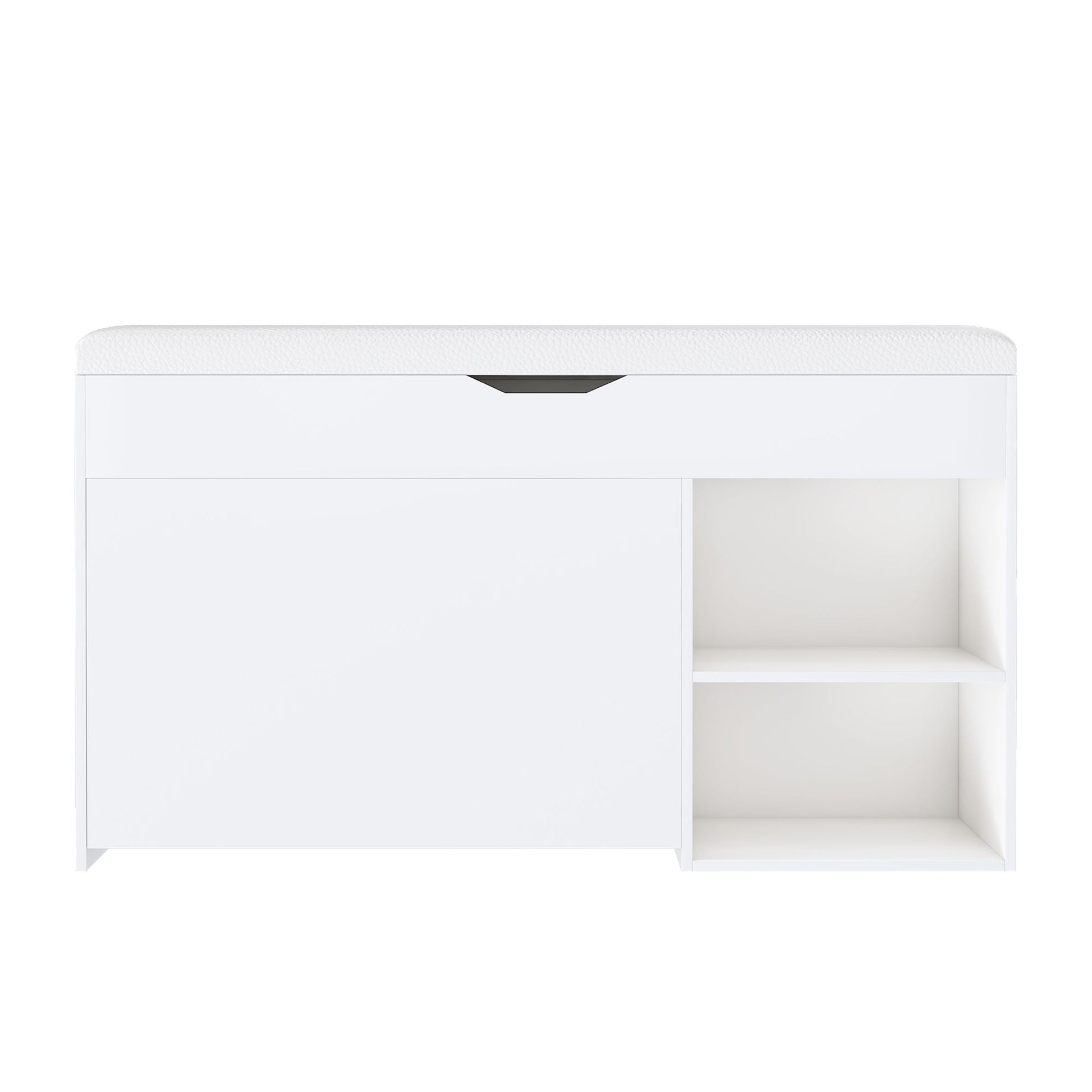 Entryway Bench with Shoe Storage,Adjustable 3-Tier Flip-Up Drawers & Hidden Cabinet,Space-Saving Shoe Organizer,Triple Storage and Modern Design,for Hallway and Living Room New Era Fashion LLc