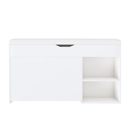 Entryway Bench with Shoe Storage,Adjustable 3-Tier Flip-Up Drawers & Hidden Cabinet,Space-Saving Shoe Organizer,Triple Storage and Modern Design,for Hallway and Living Room New Era Fashion LLc