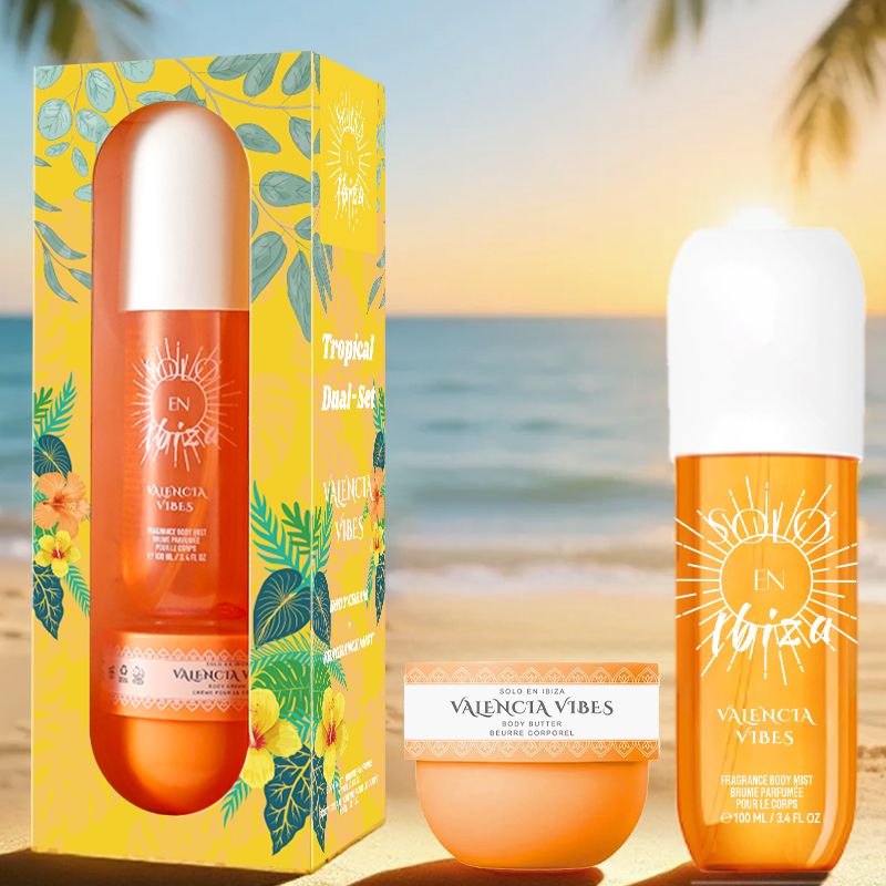 2-Piece Set, SOLO EN IBIZA Body & Hair Fragrance Mist And Body Cream Gift Box For Men And Women, Long Lasting Fragrance, 4 Different Scent, Perfect For Holiday Gifts, Dating, Daily Life, Parties New Era Fashion LLc