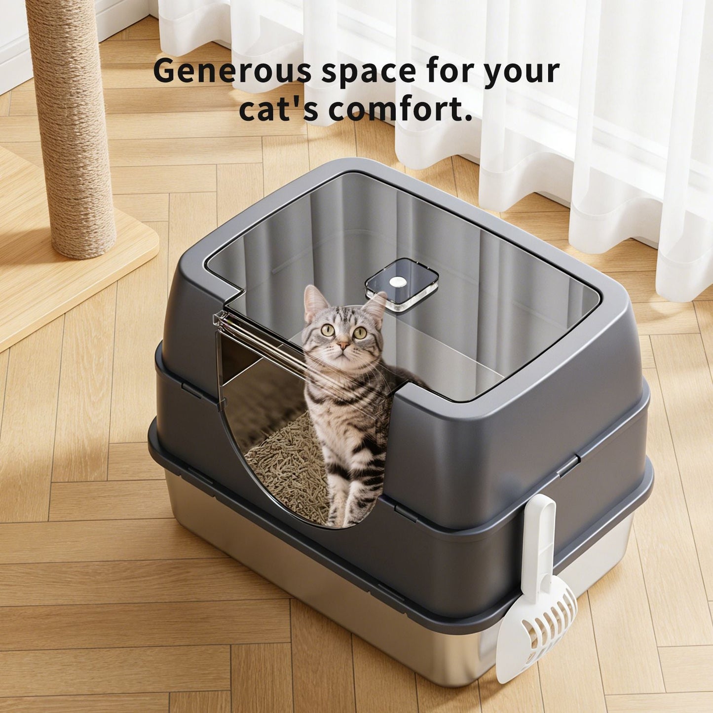 Galaxy stainless steel cat litter box, sturdy, durable, easy to clean, odorless, non stick to sand, a choice for cross-border quality New Era Fashion LLc