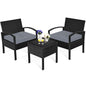 3 Pieces Outdoor Rattan Patio Conversation Set with Seat Cushions New Era Fashion LLc