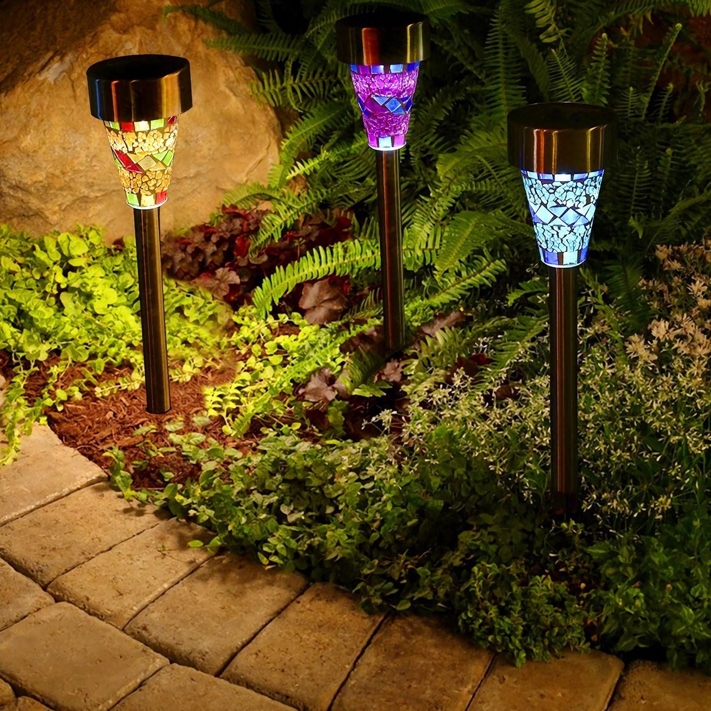 6Packs Solar Garden Lights Outdoor Solar Pathway Lights IP44 Water Resistant Landscape Lights New Era Fashion LLc