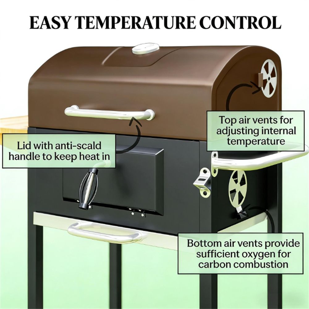 Charcoal barbecue grill, backyard picnic cookware, black New Era Fashion LLc