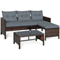 3 Pieces Outdoor Patio Corner Rattan Sofa Set New Era Fashion LLc