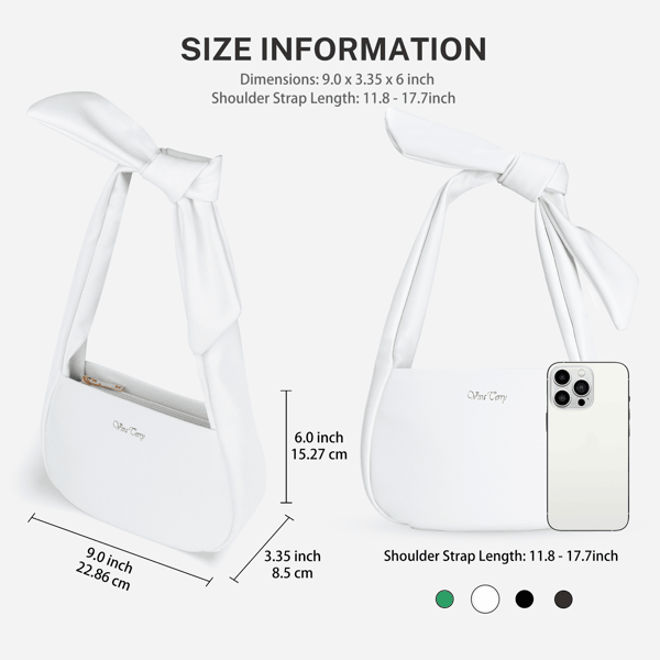 Hobo Hand Bag for Womens, Small Vegan Leather Hobe Handbag Shoulder Purses for Women with Zipper-White New Era Fashion LLc