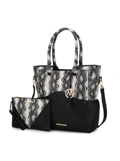 MKF Collection Iris Snake Embossed Vegan Leather Women Tote Bag with matching Wristlet Pouch by Mia k New Era Fashion LLc