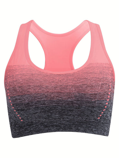 1pc/2pcs/3pcsMedium Support Two Tone Racer Back Sports Bra, Fitness Workout Running Yoga Bra New Era Fashion LLc