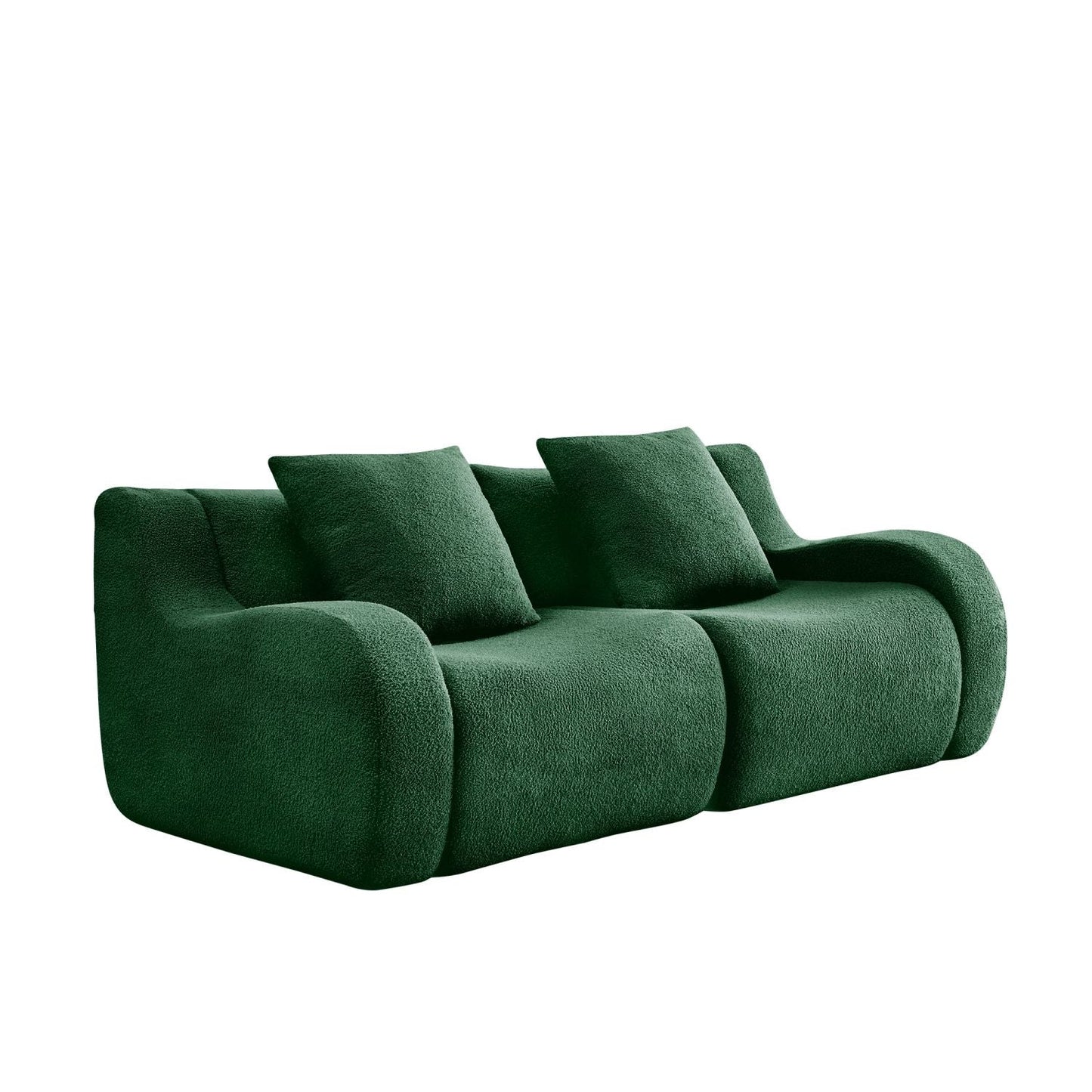 Soft Teddy Fabric Boneless Sofa,No Assembly Required Streamlined Design,Anti-Slip Design 32D High Density Sponge Fits Living Rooms Bedrooms,Green New Era Fashion LLc