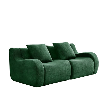 Soft Teddy Fabric Boneless Sofa,No Assembly Required Streamlined Design,Anti-Slip Design 32D High Density Sponge Fits Living Rooms Bedrooms,Green New Era Fashion LLc
