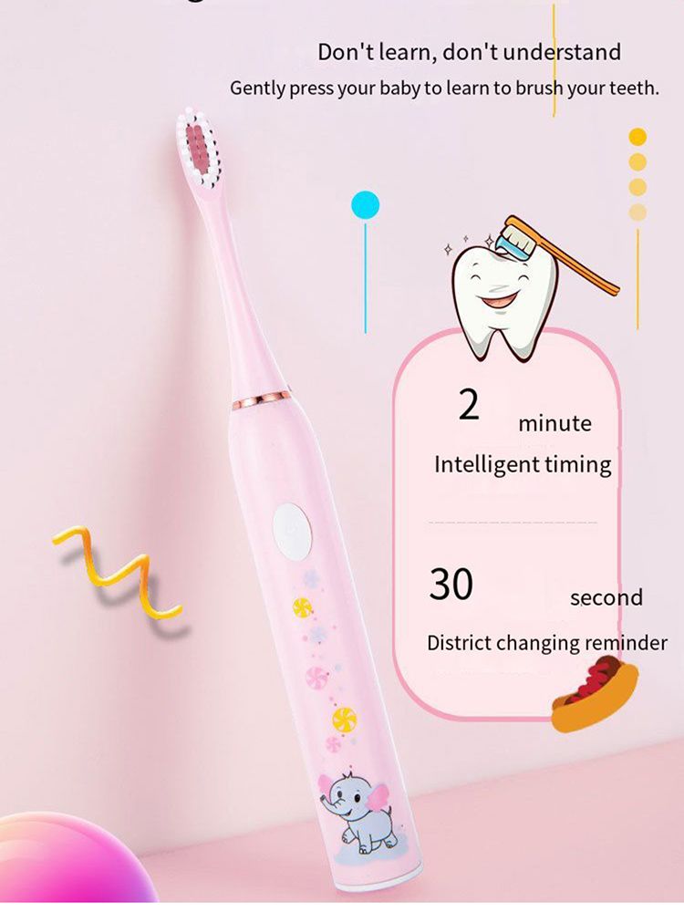 Sonic Children's Electric Toothbrush Kids 3 To 15 Years Old Oral Care Cartoon Animal Pattern Elephant USB Charging Tooth Brush New Era Fashion LLc
