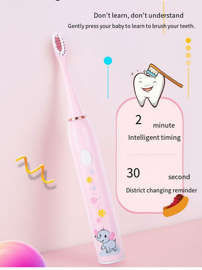Sonic Children's Electric Toothbrush Kids 3 To 15 Years Old Oral Care Cartoon Animal Pattern Elephant USB Charging Tooth Brush New Era Fashion LLc