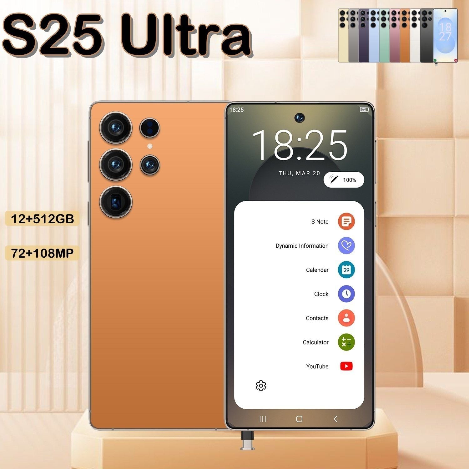 I25 Ultra 5G Smartphone, Unlocked Cell Phone, 6.8" HD Screen Unlocked Phones,  , 6000mAh Battery, Built in Pen, 12+512GB, Android 14, Face ID+Fingerprint Lock New Era Fashion LLc