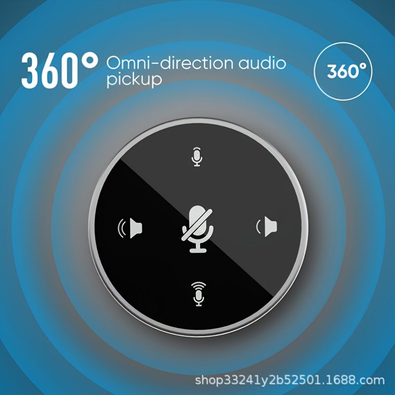 360 Degree Omnidirectional Radio Microphone Touch Control Video Conferencing Interface Microphone Recording Speech With Speaker USB Notebook Used For Laptop Recording Conferences New Era Fashion LLc