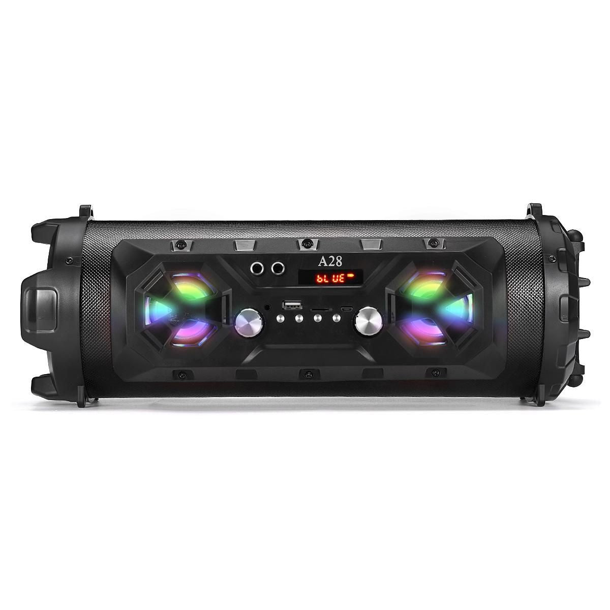 Bluetooth Speaker A28 Portable Wireless Stereo Bass Subwoofer Karaoke Party Speakers with RGB LED Light Support FM Radio TF Card New Era Fashion LLc