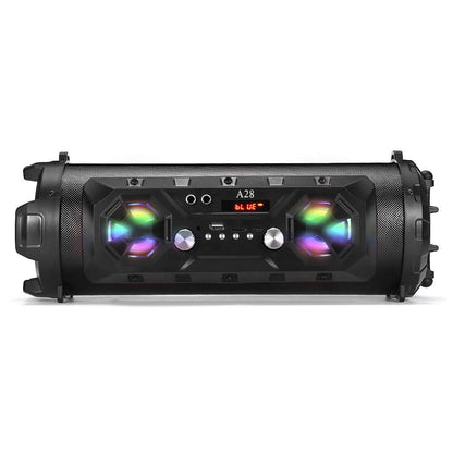 Bluetooth Speaker A28 Portable Wireless Stereo Bass Subwoofer Karaoke Party Speakers with RGB LED Light Support FM Radio TF Card New Era Fashion LLc