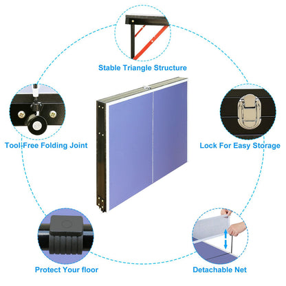 Table Tennis Table Foldable & Portable Ping Pong Table Set with Net and 2 Ping Pong Paddles for Indoor Outdoor Game New Era Fashion LLc