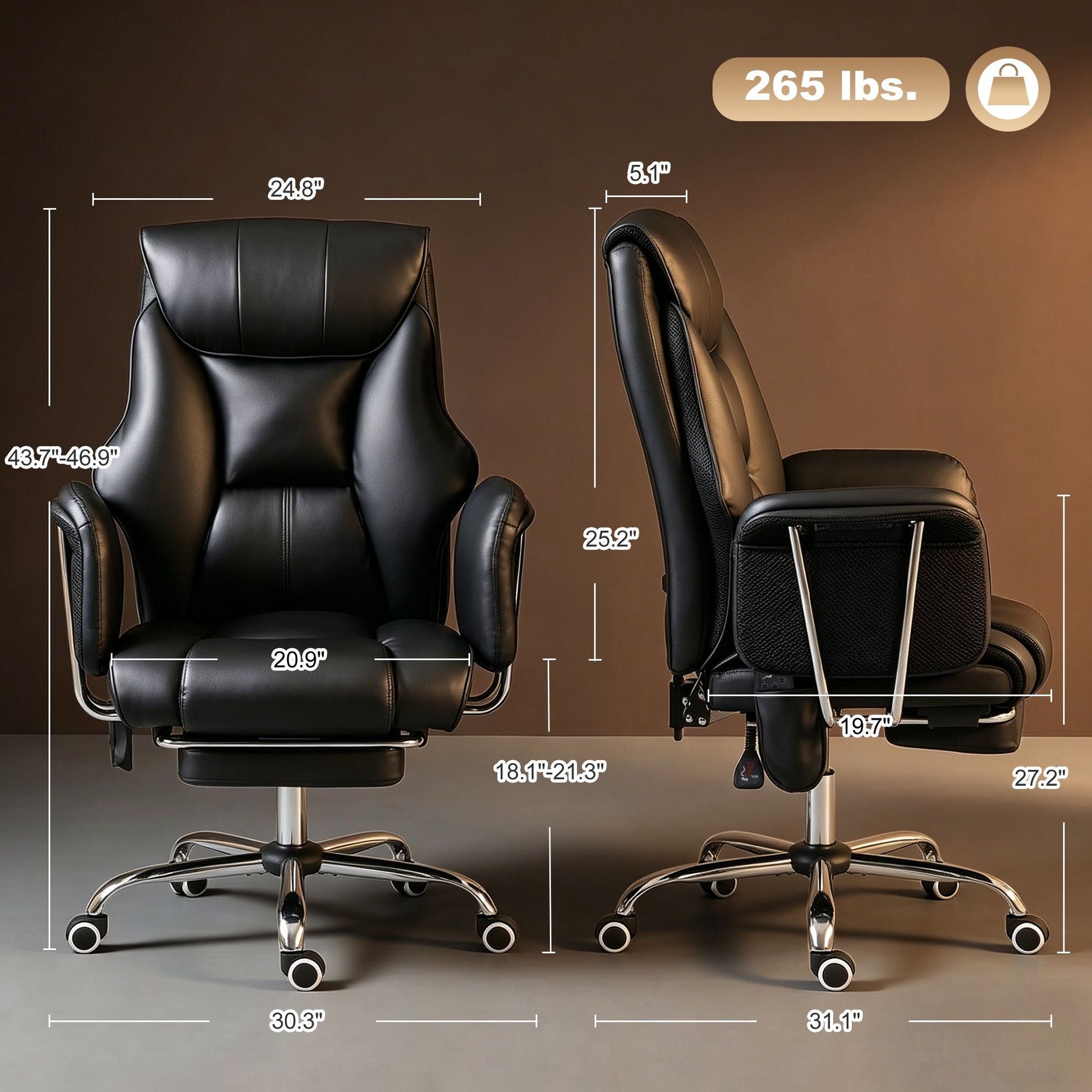 HOMCOM Massage Office Chair with 6 Points Vibration, Executive Desk Chair with High Back, PU Leather, Footrest, Black New Era Fashion LLc