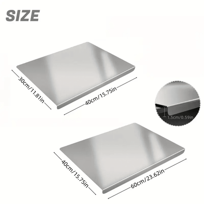 Stainless Steel Cutting Board with Lip for Kitchen Chopping Boards for Countertop Large Metal Cutting Board over Sink Suitable for Meat Fruits Vegetables Bread Noodle and Pizza Bamboo Knives New Era Fashion LLc