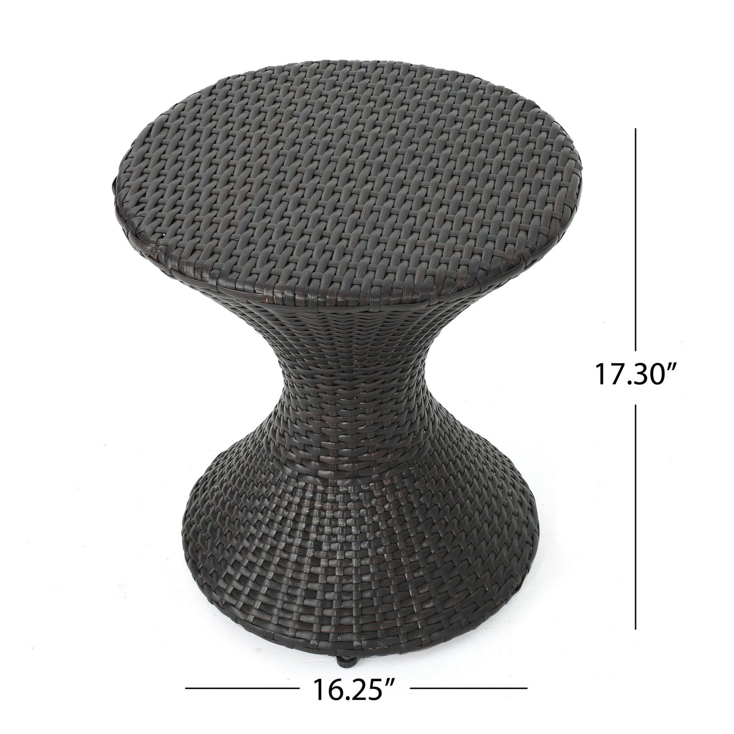 Outdoor 16-inch Multi-brown Wicker Hourgla Side Table New Era Fashion LLc