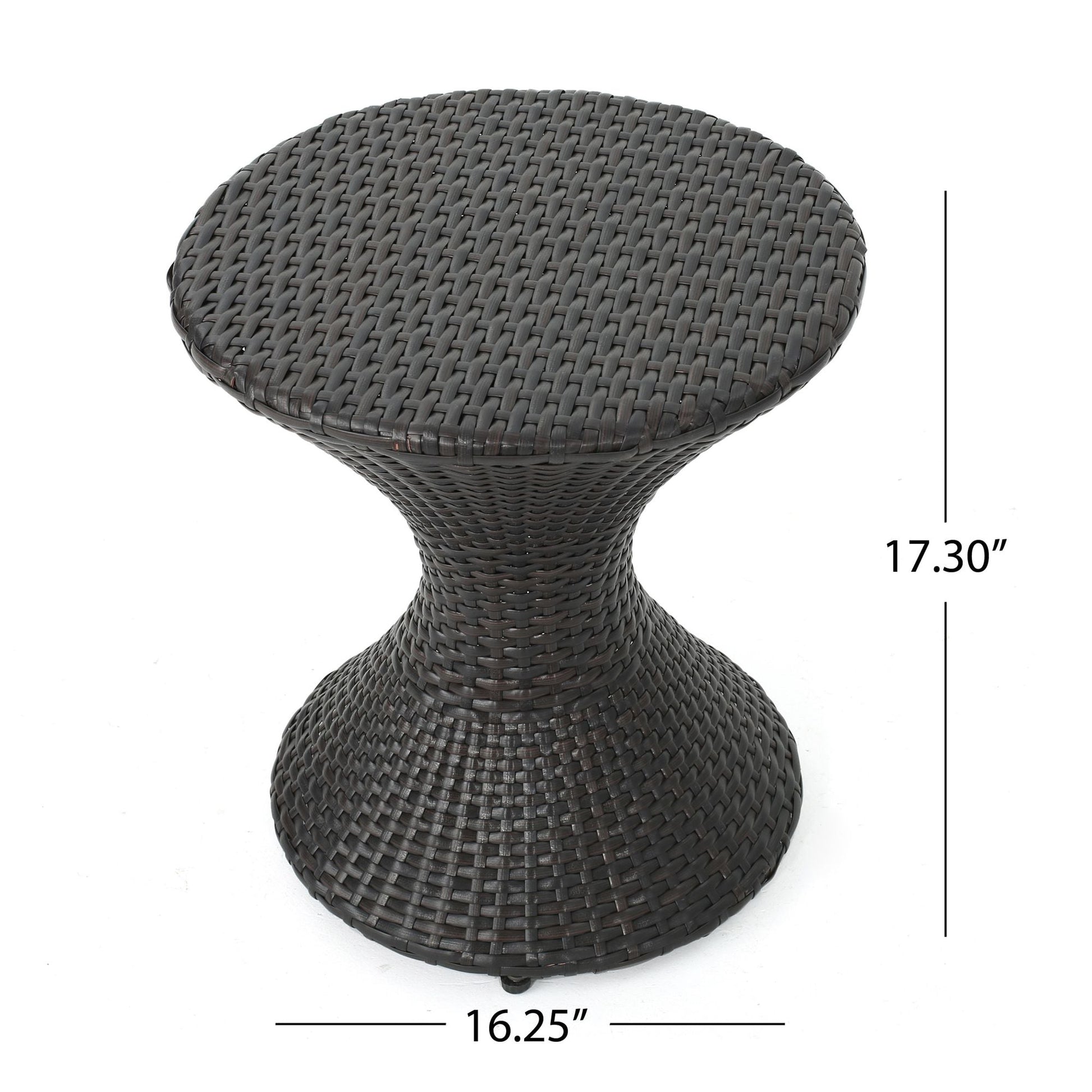 Outdoor 16-inch Multi-brown Wicker Hourgla Side Table New Era Fashion LLc