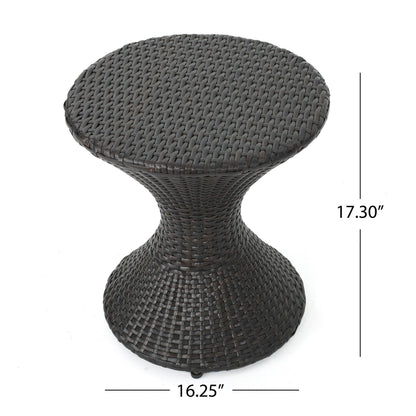 Outdoor 16-inch Multi-brown Wicker Hourgla Side Table New Era Fashion LLc