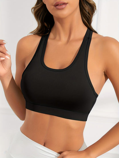 Green Solid Color Breathable Mesh Stitching Tank Top, Sports Yoga Fitness Bra New Era Fashion LLc
