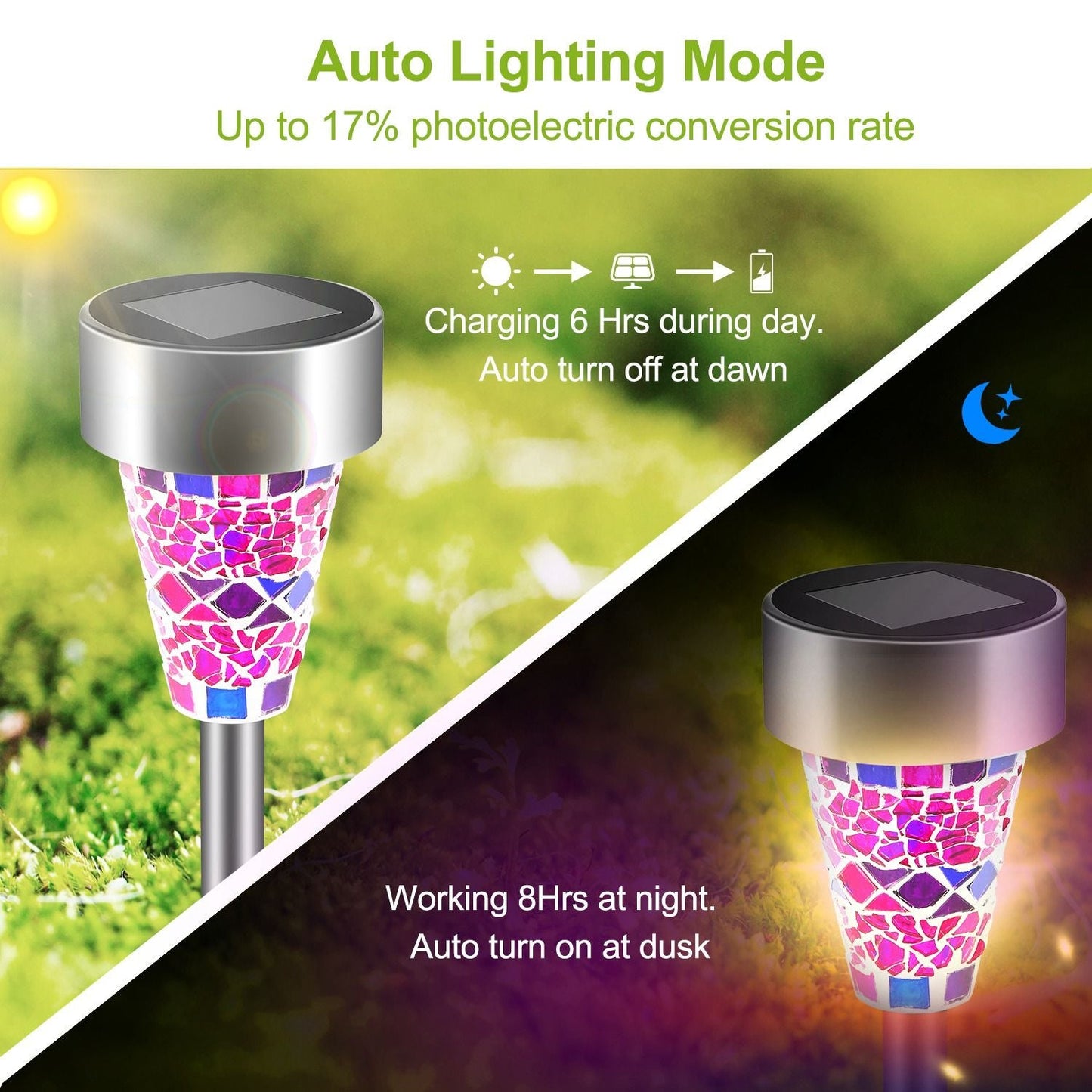 6Packs Solar Garden Lights Outdoor Solar Pathway Lights IP44 Water Resistant Landscape Lights New Era Fashion LLc