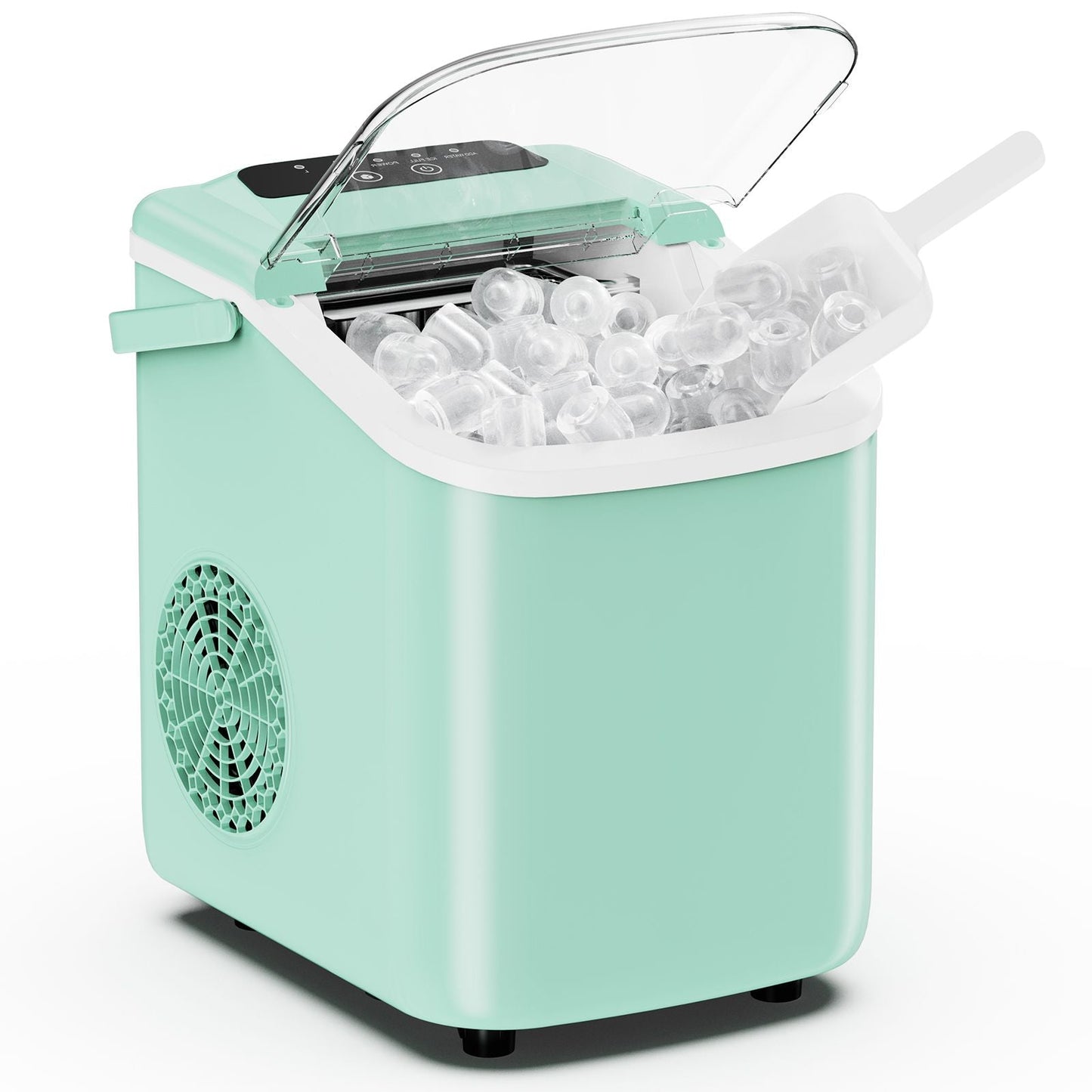 Desktop ice maker, with movable handle, can produce 9 ice balls in 6 to 8 minutes, equipped with a basket and a spoon New Era Fashion LLc