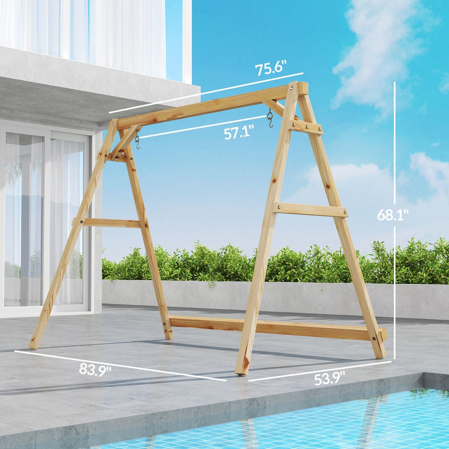 770lbs Porch Swing Frame, Heavy Duty A-Frame Hanging Chair Stand Only with Reinforced Bars for Porch, Garden, Backyard New Era Fashion LLc