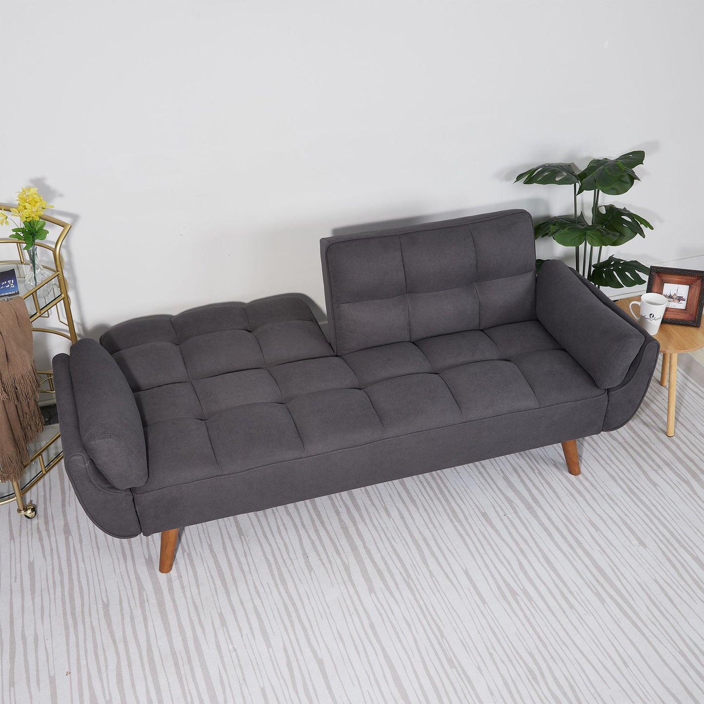 75" Flared Arm Convertible Sleeper Sofa-Dark Gray New Era Fashion LLc