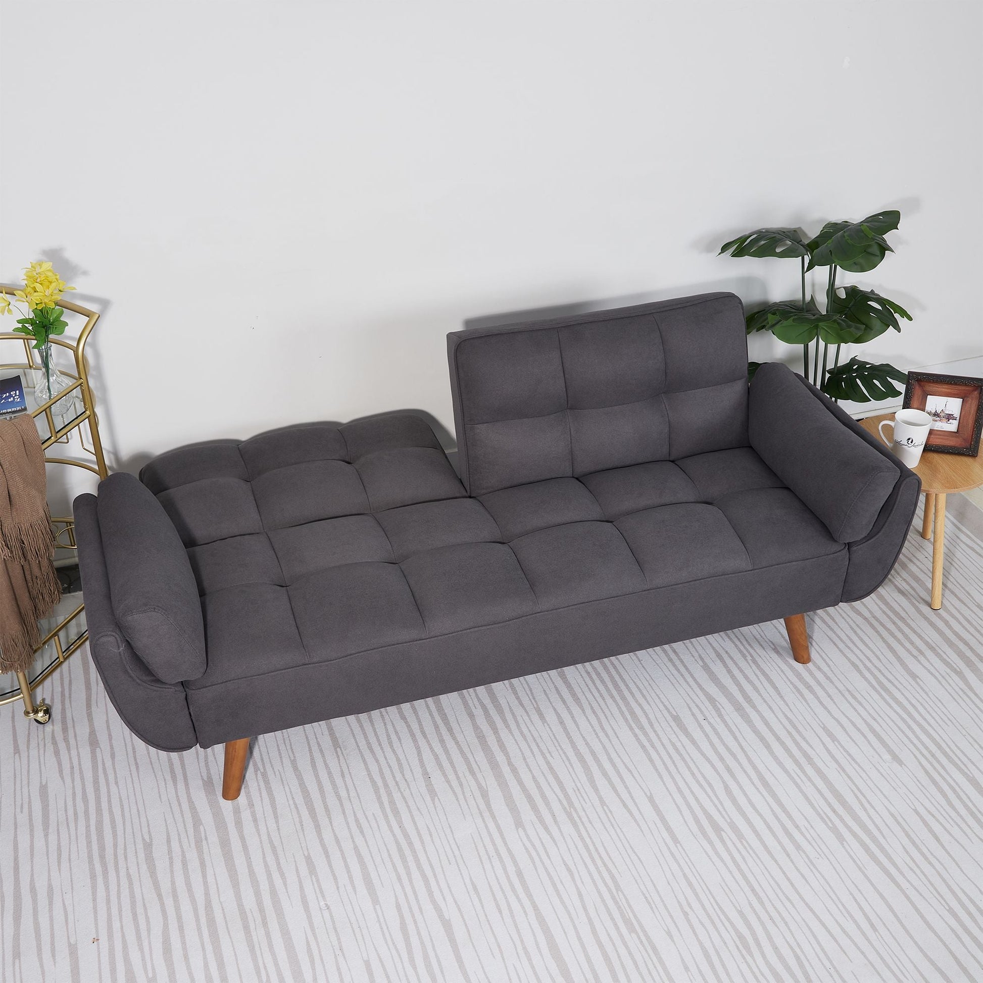 75" Flared Arm Convertible Sleeper Sofa-Dark Gray New Era Fashion LLc