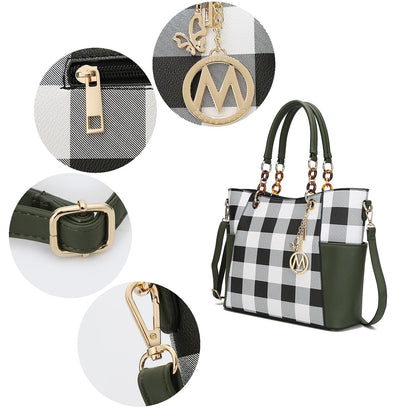 MKF Collection Bonita Checker Tote Handbag & Wallet Set Women by Mia K New Era Fashion LLc