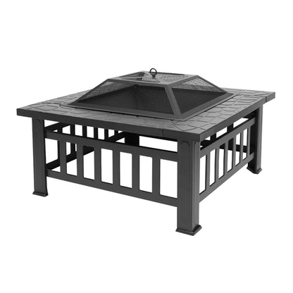 Portable Courtyard Metal Fire Pit with Accessories Black New Era Fashion LLc