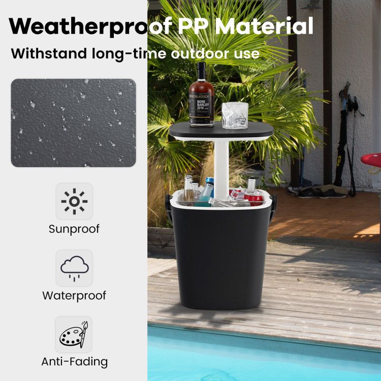 3-in-1 Portable Cooler Bar Table with Bottle Opener and Lift Top Lid for Camping Poolside New Era Fashion LLc